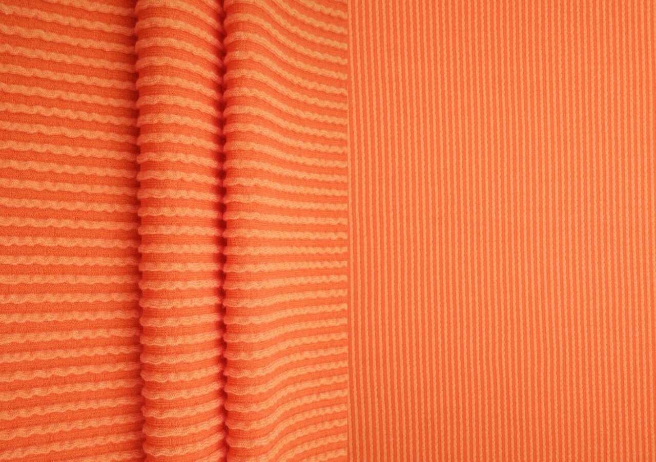 1 Yard Jacquard Double Knit Rib Stretch Fabric 230 GSM 80% Polyester 15% Rayon 5% Spandex Blend 52" Width